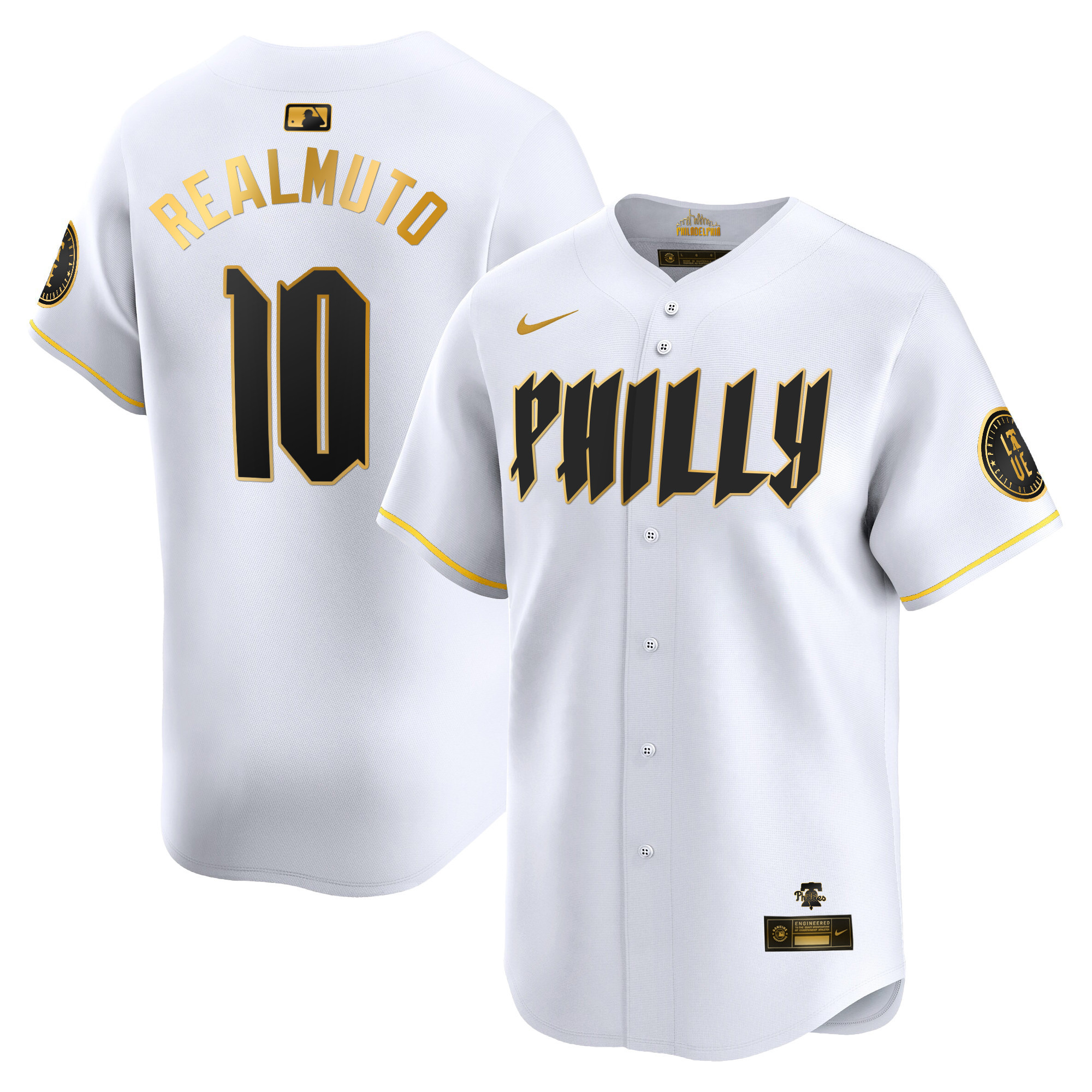 J.T. Realmuto Men's Philadelphia Phillies 2024 City Connect Vapor Premier Limited White Gold Jersey - All Stitched