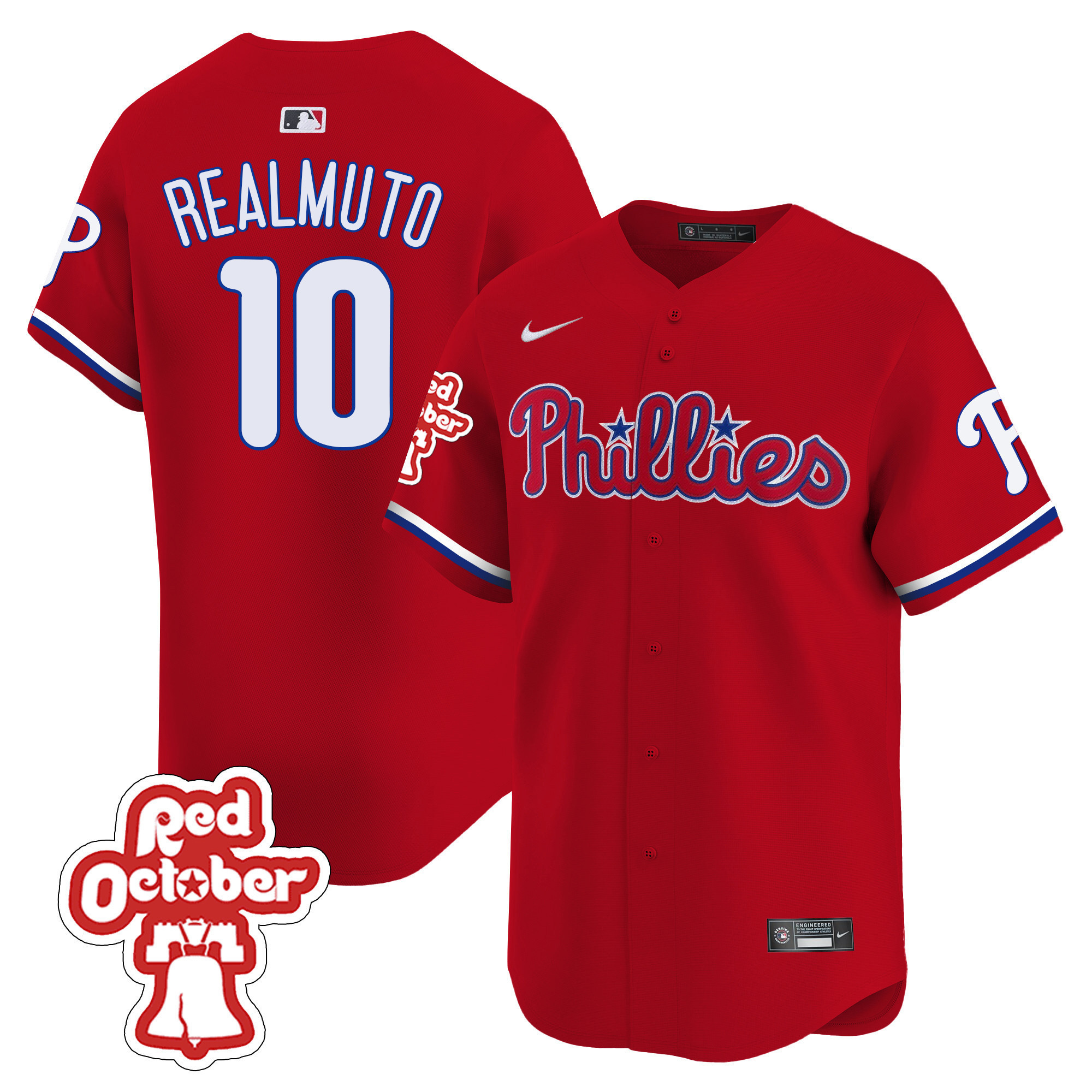 J.T. Realmuto Men's Philadelphia Phillies Red Octorber Patch Vapor Premier Limited Jersey - All Stitched