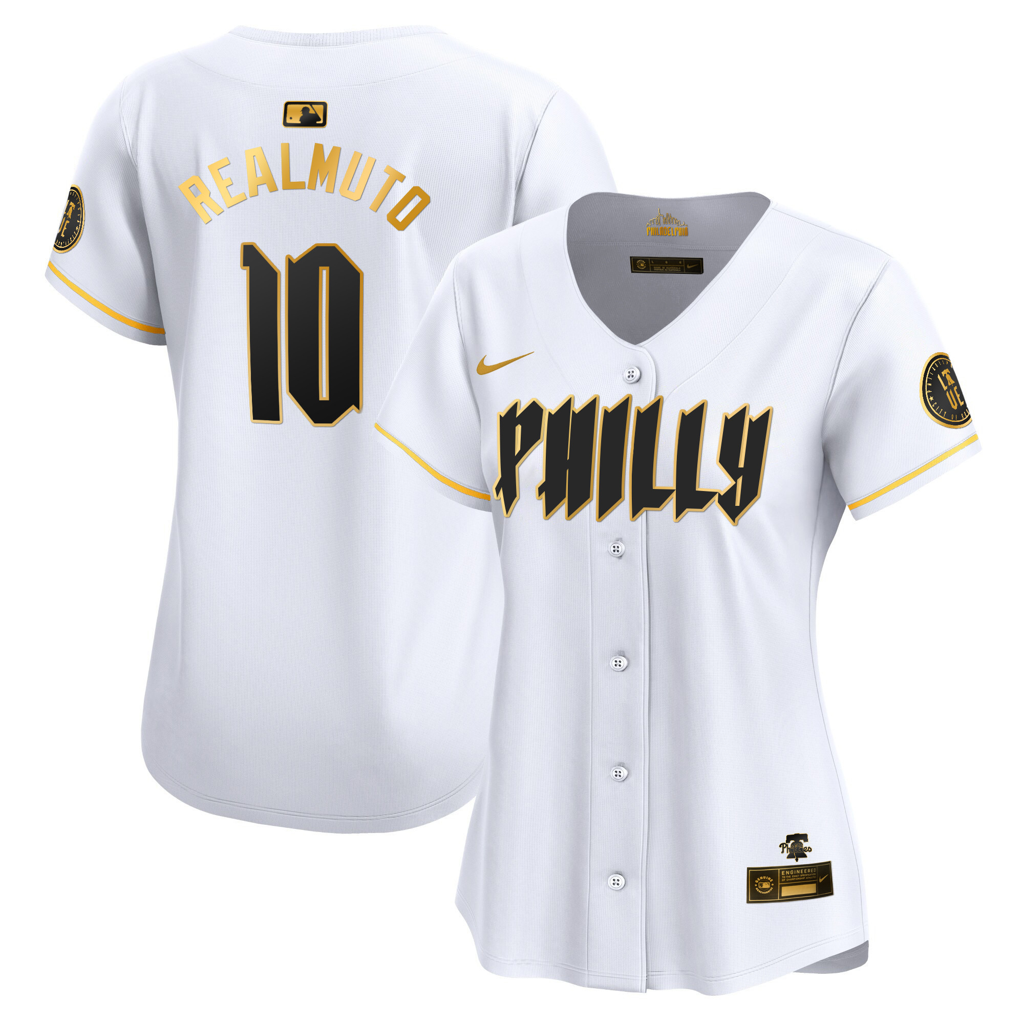 J.T. Realmuto Women's Philadelphia Phillies 2024 City Connect Vapor Premier Limited White Gold Jersey - All Stitched