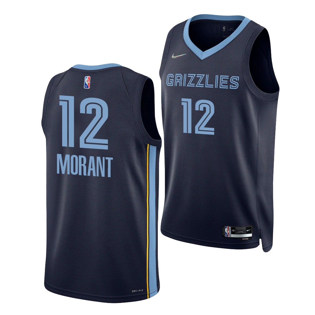 Ja Morant #12 Grizzlies 75th Anniversary Navy Jersey Murray State Racers 2019 Draft