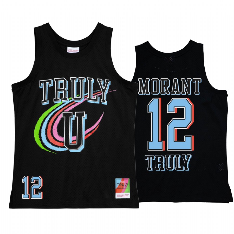 Ja Morant 12 Memphis Grizzlies Truly U Black Jersey Mitchell Ness Tank