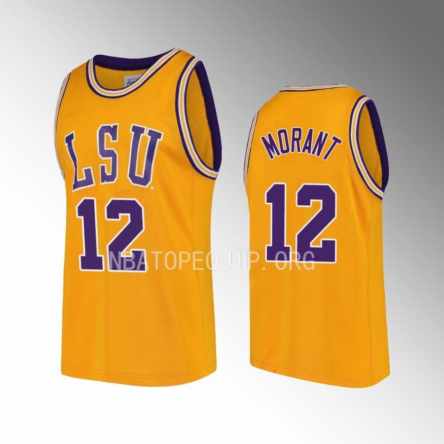Ja Morant LSU Tigers Gold Jersey Retro