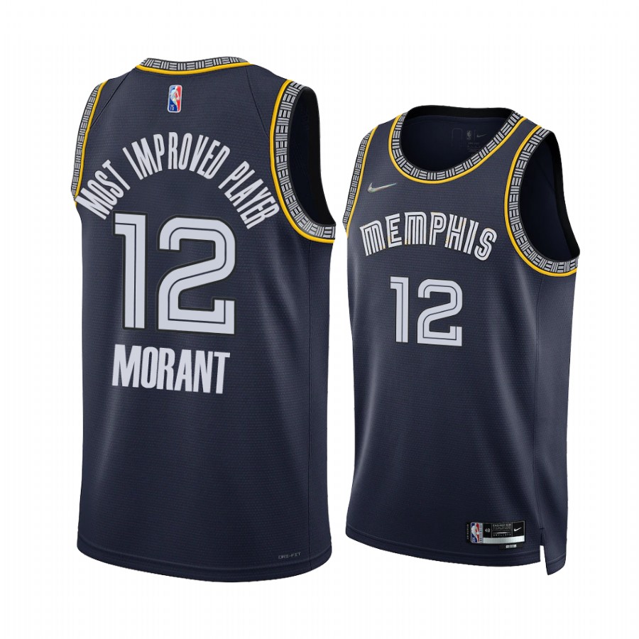 Ja Morant Most Improved Player 2022 Memphis Grizzlies #12 Navy Jersey Commemorative