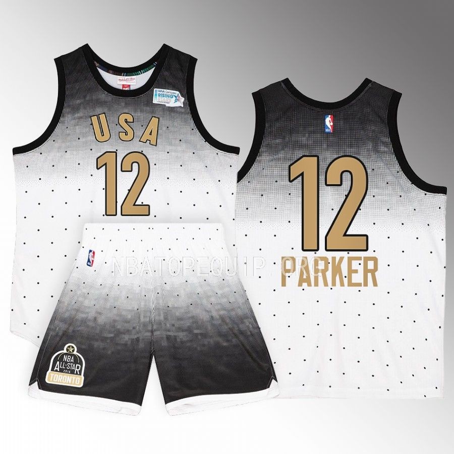 Jabari Parker All-Star USA Jersey 2016 NBA Rising Stars White #12 Shorts Set