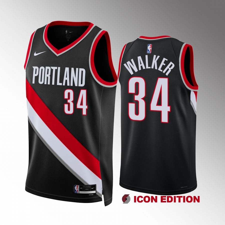 Jabari Walker #34 Portland Trail Blazers 2022-23 Icon Edition Black Jersey