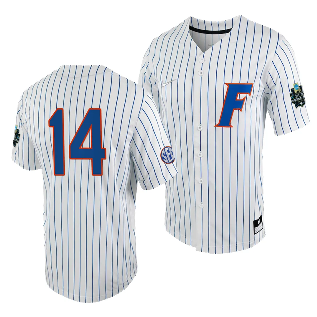 Jac Caglianone Florida Gators #14 White Royal 2023 College World Series NCAA Jersey
