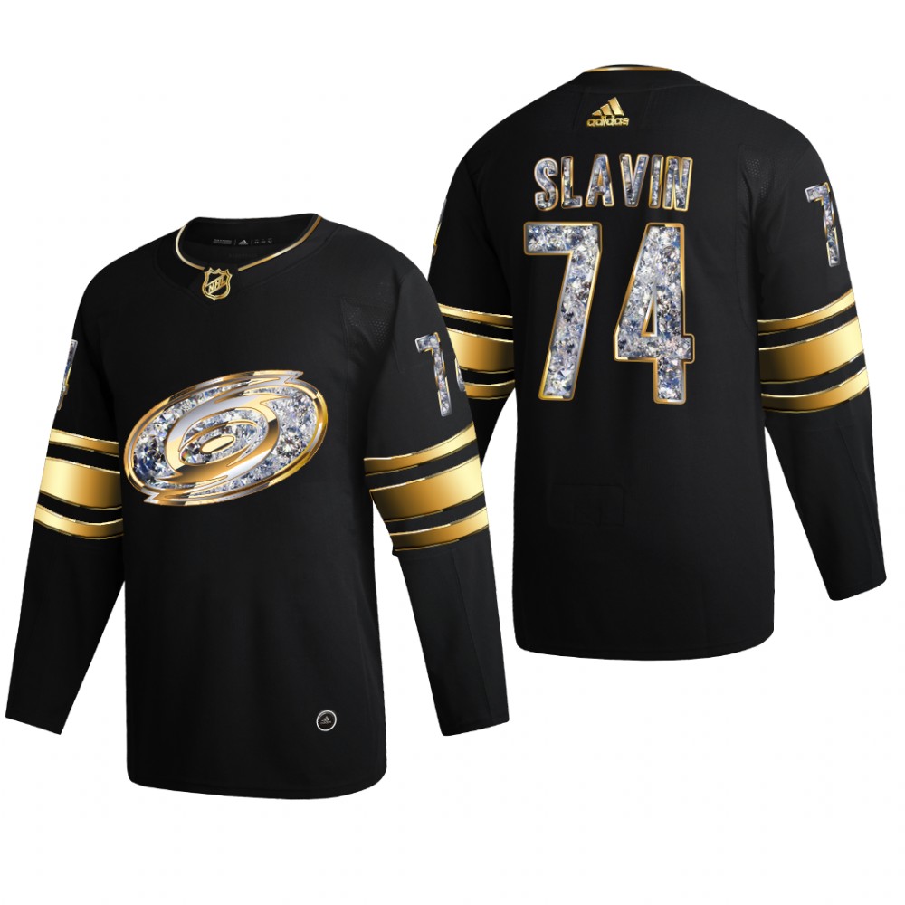 Jaccob Slavin #74 Carolina Hurricanes 2022 Stanley Cup Playoffs Black Diamond Edition Jersey