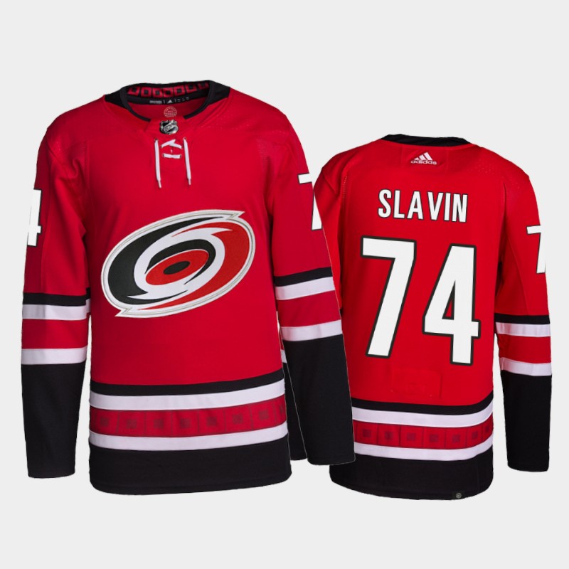 Jaccob Slavin Carolina Hurricanes Home Jersey 2021-22 Red #74 Primegreen Pro Uniform