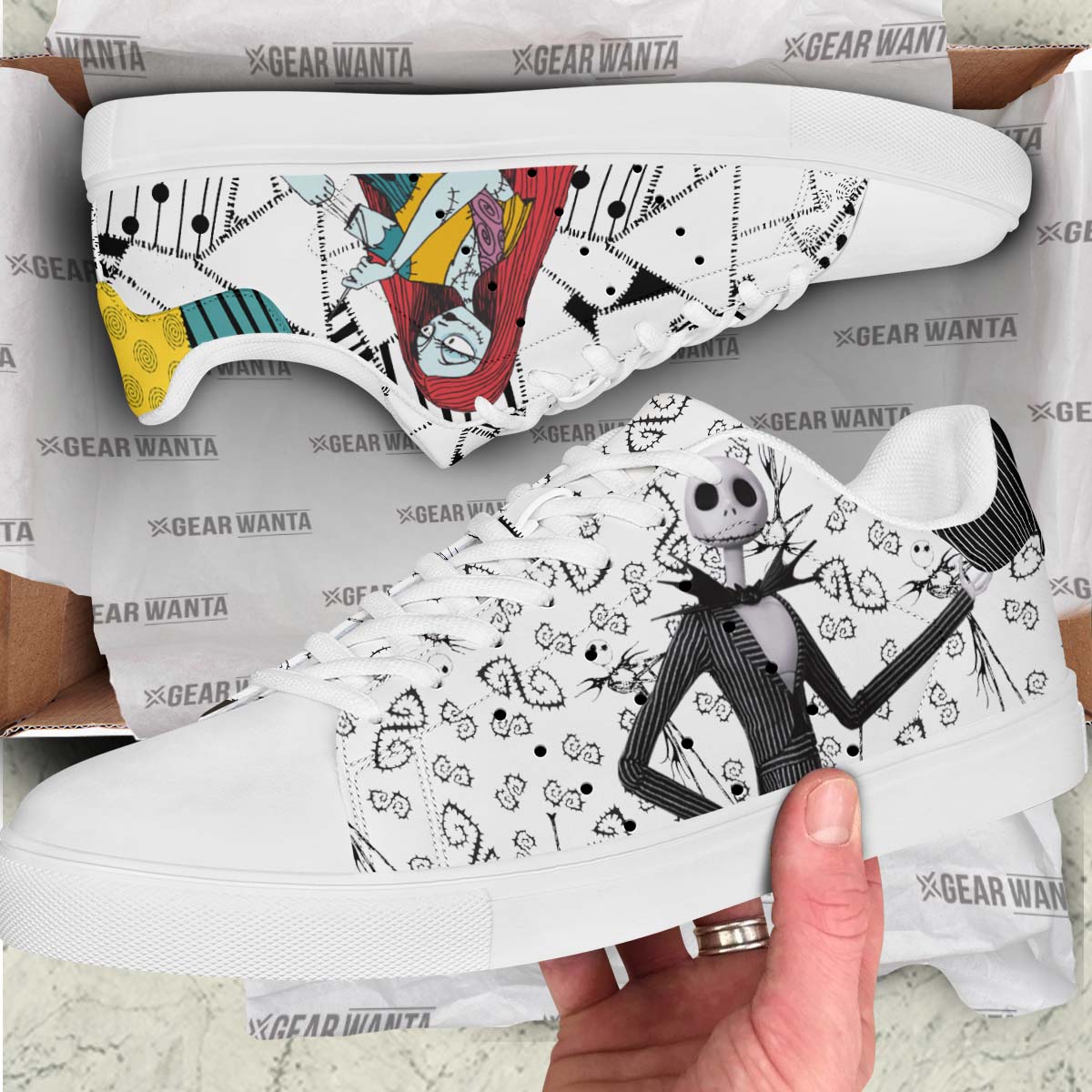 Jack & Sally Skate Shoes Custom Sneakers For Fans