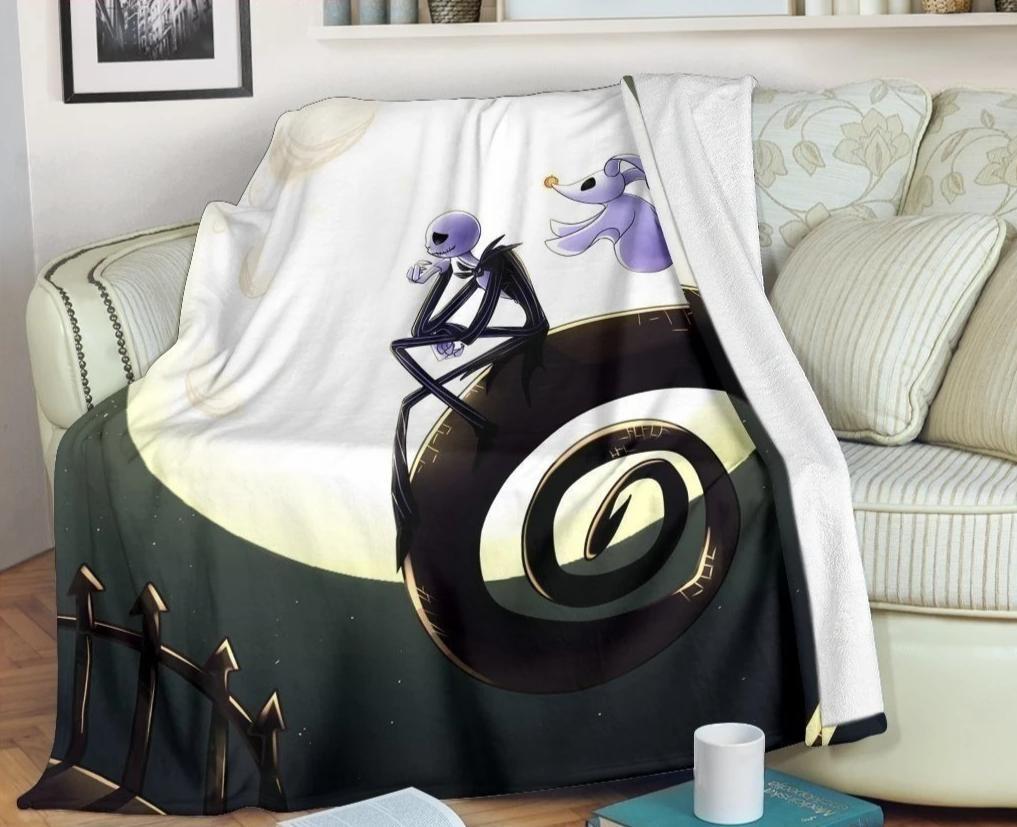 Jack And Zero Nightmare Sherpa Blanket Cozy Blanket Fleece Blanket