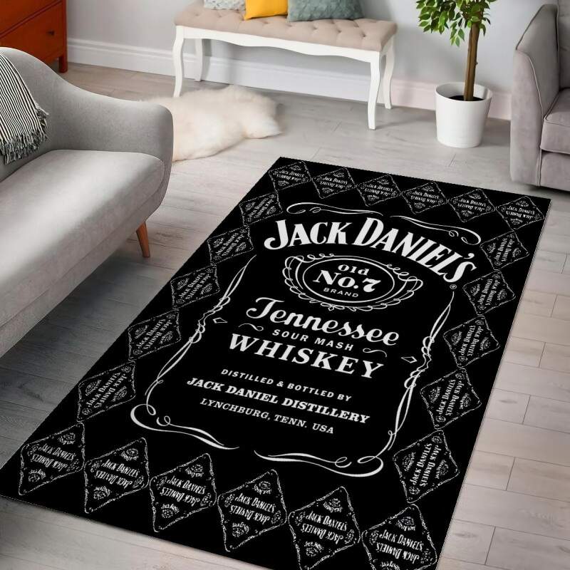 Jack Daniels Whiskey Label Saturday Night Decorative Floor Rectangle Rug