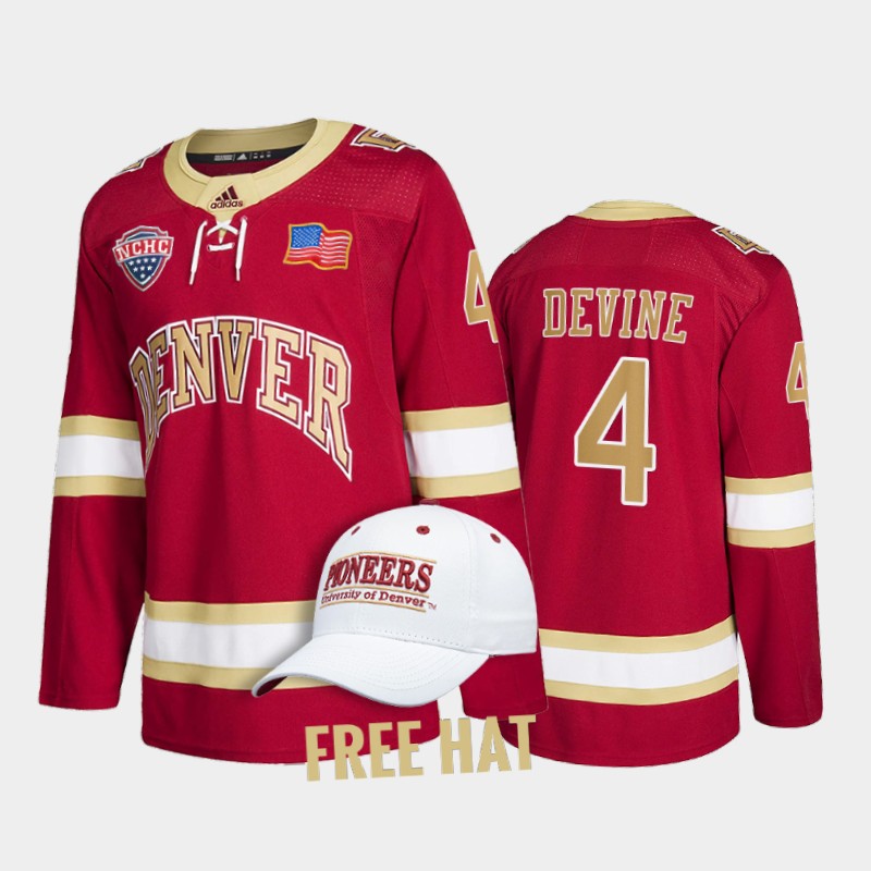 Jack Devine #4 Denver Pioneers 2022 College Crimson Jersey