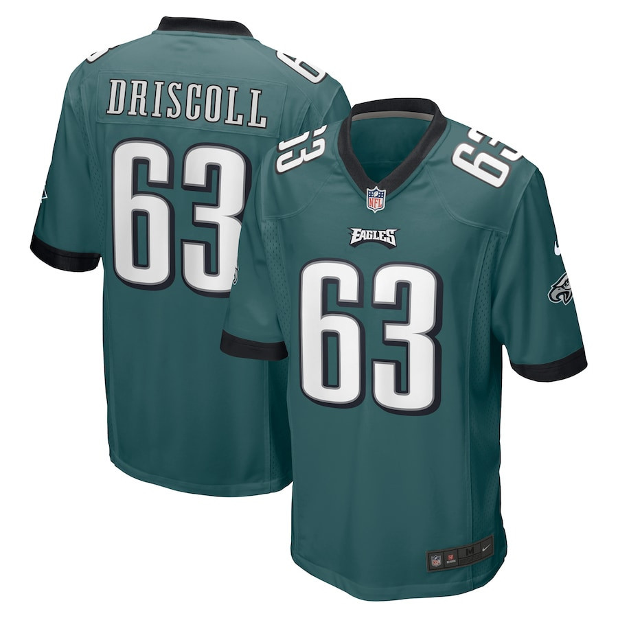 Jack Driscoll 63 Philadelphia Eagles Game Stitched Jersey – Midnight Green