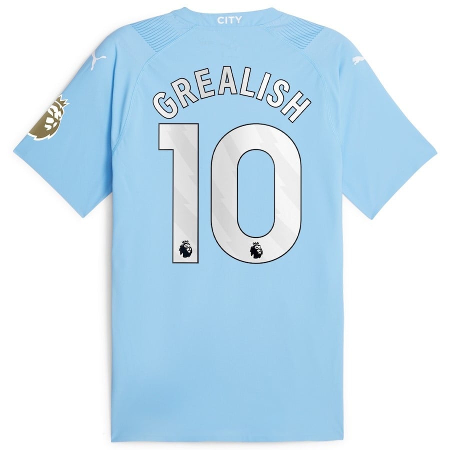 Jack Grealish 10 Manchester City 2022/23 English Premier League Champions Jersey – Sky Blue
