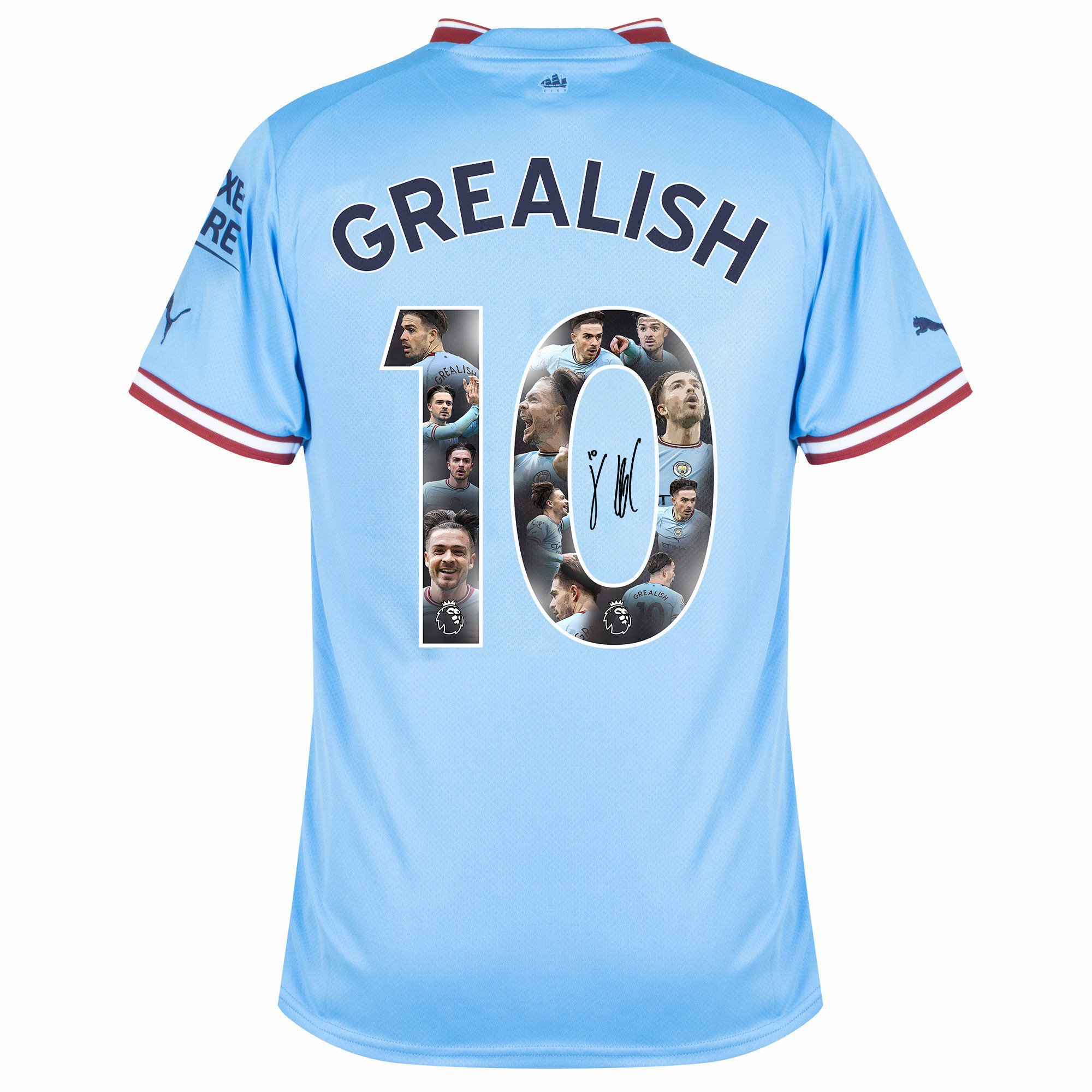 Jack Grealish 10 Manchester City Photos And Sign 2022-23 Home Jersey- Blue
