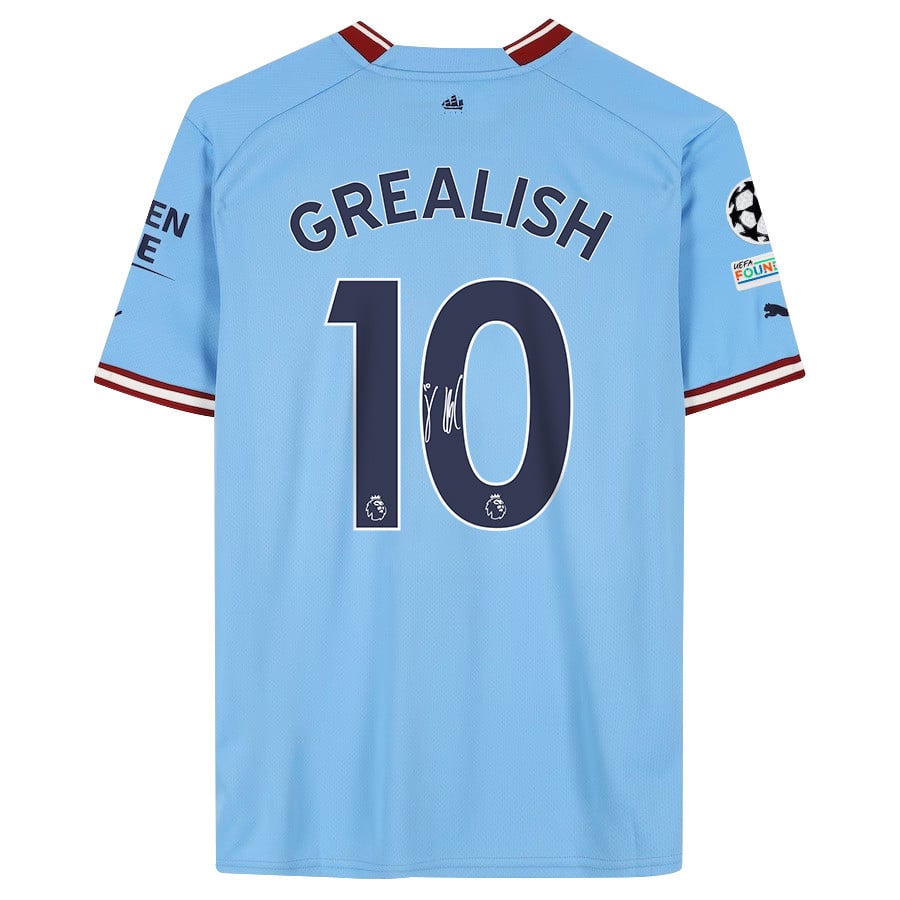 Jack Grealish 10 Signed Manchester City 2022/23 Home Men Jersey – Blue