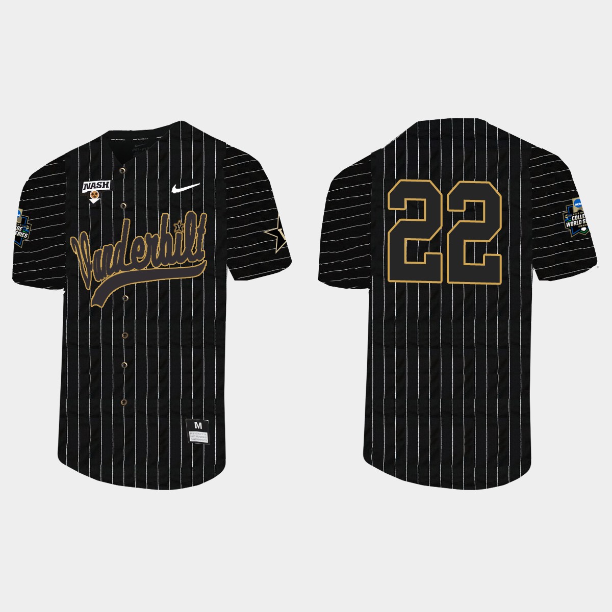 Jack Leiter Vanderbilt Commodores 2021 College World Series Pinstripe Jersey - Black