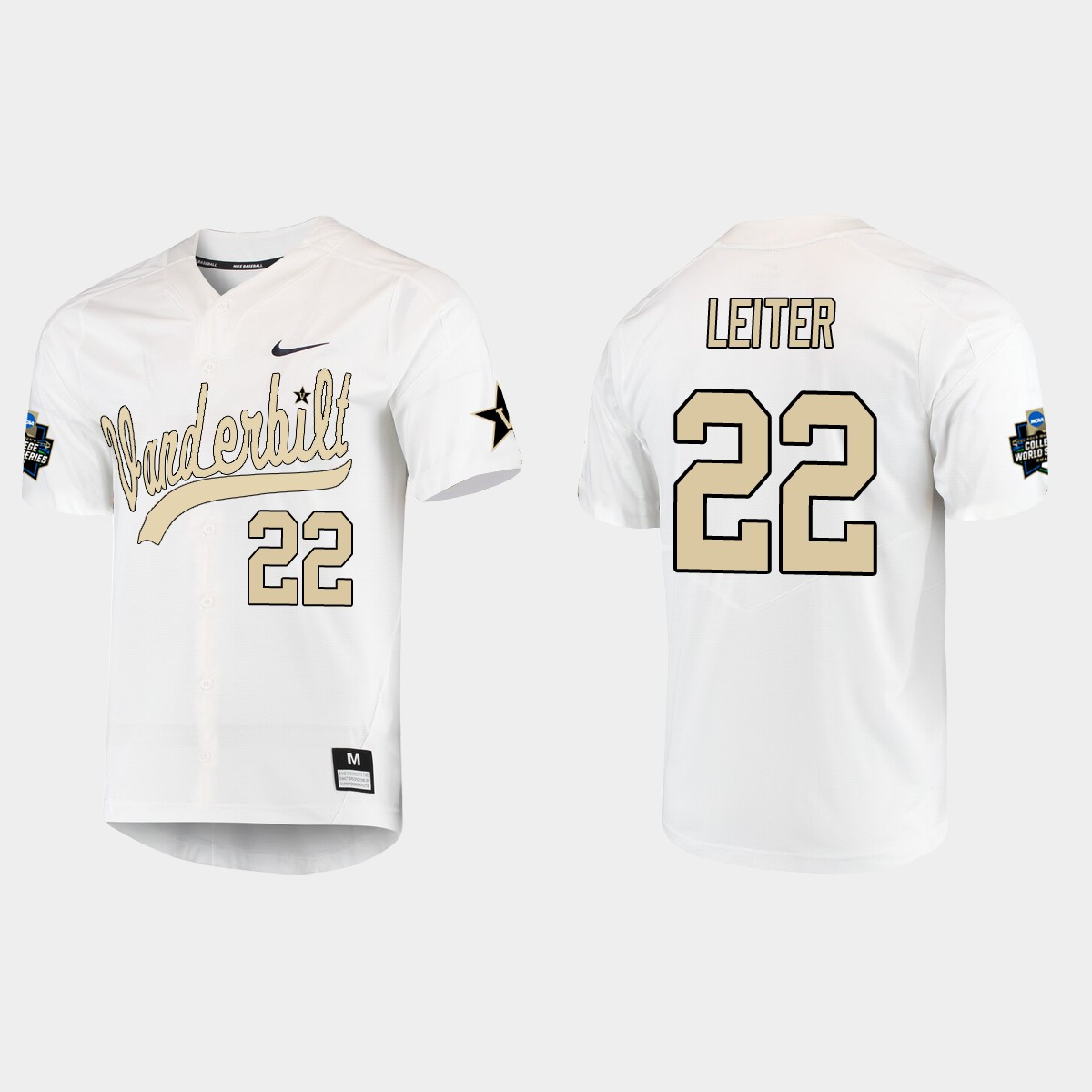 Jack Leiter Vanderbilt Commodores College World Series Jersey - White