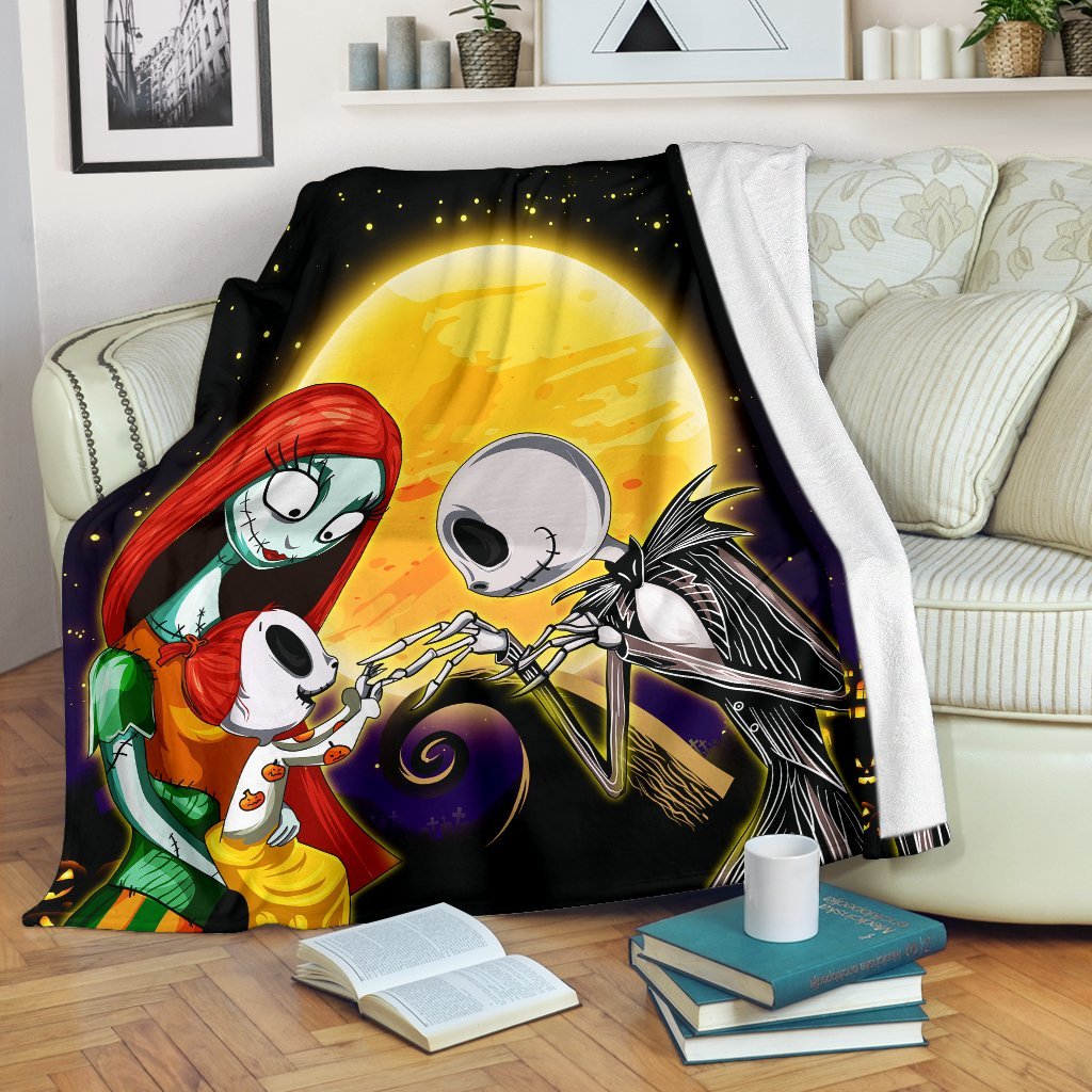 Jack Skellington And Sally Family Sherpa Blanket Cozy Blanket Fleece Blanket