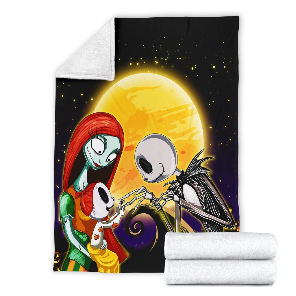 Jack Skellington And Sally Family Sherpa Blanket Cozy Blanket Fleece Blanket