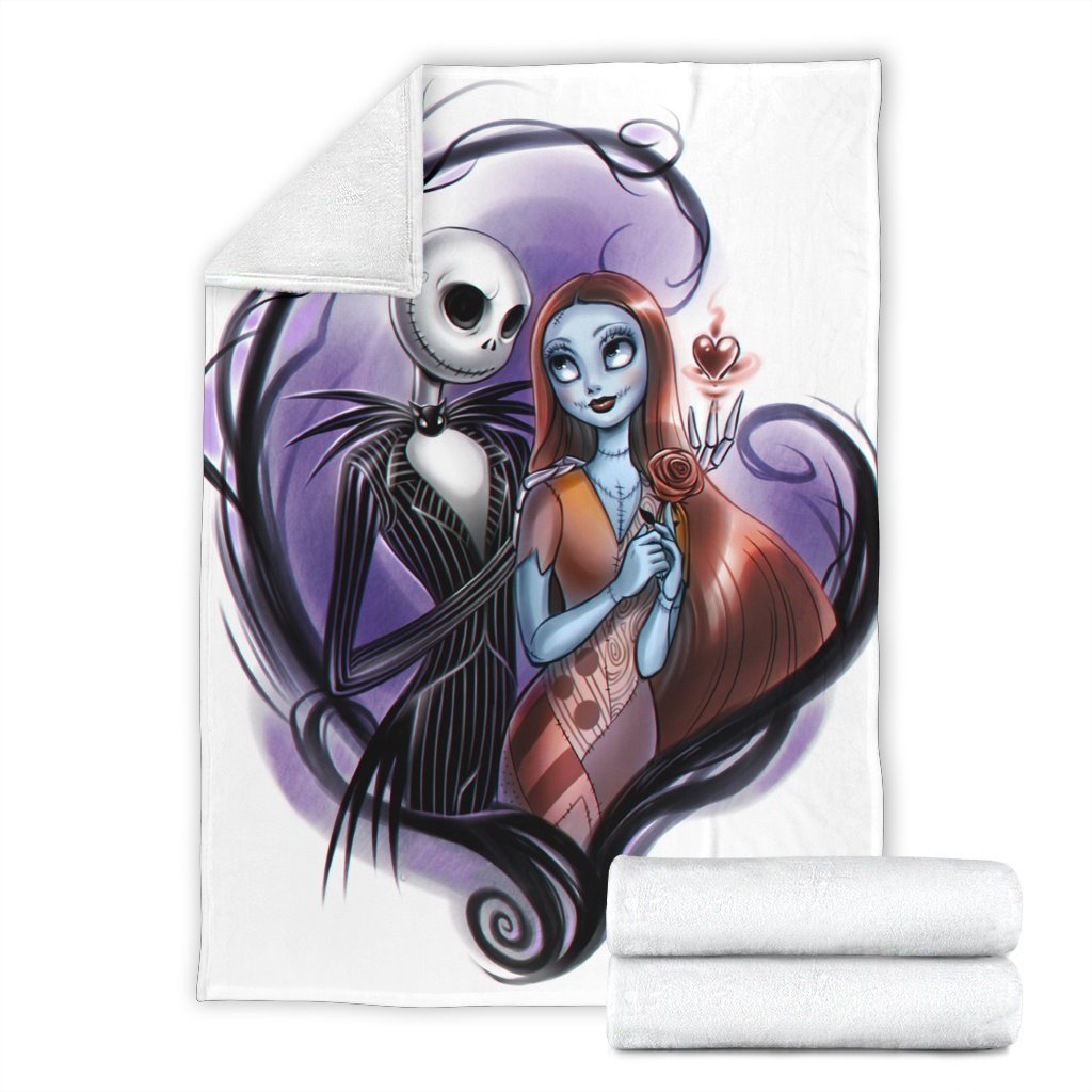 Jack Skellington And Sally Sherpa Blanket Cozy Blanket Fleece Blanket