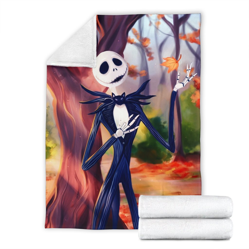 Jack Skellington Autumn Sherpa Blanket Cozy Blanket Fleece Blanket