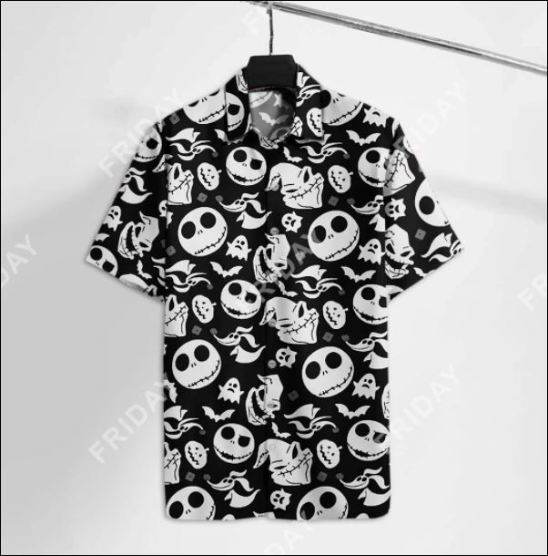 Jack Skellington Black And White Hawaiian Shirt