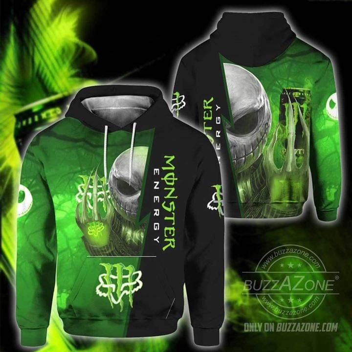 Jack skellington hold monster energy logo 3D Hoodie