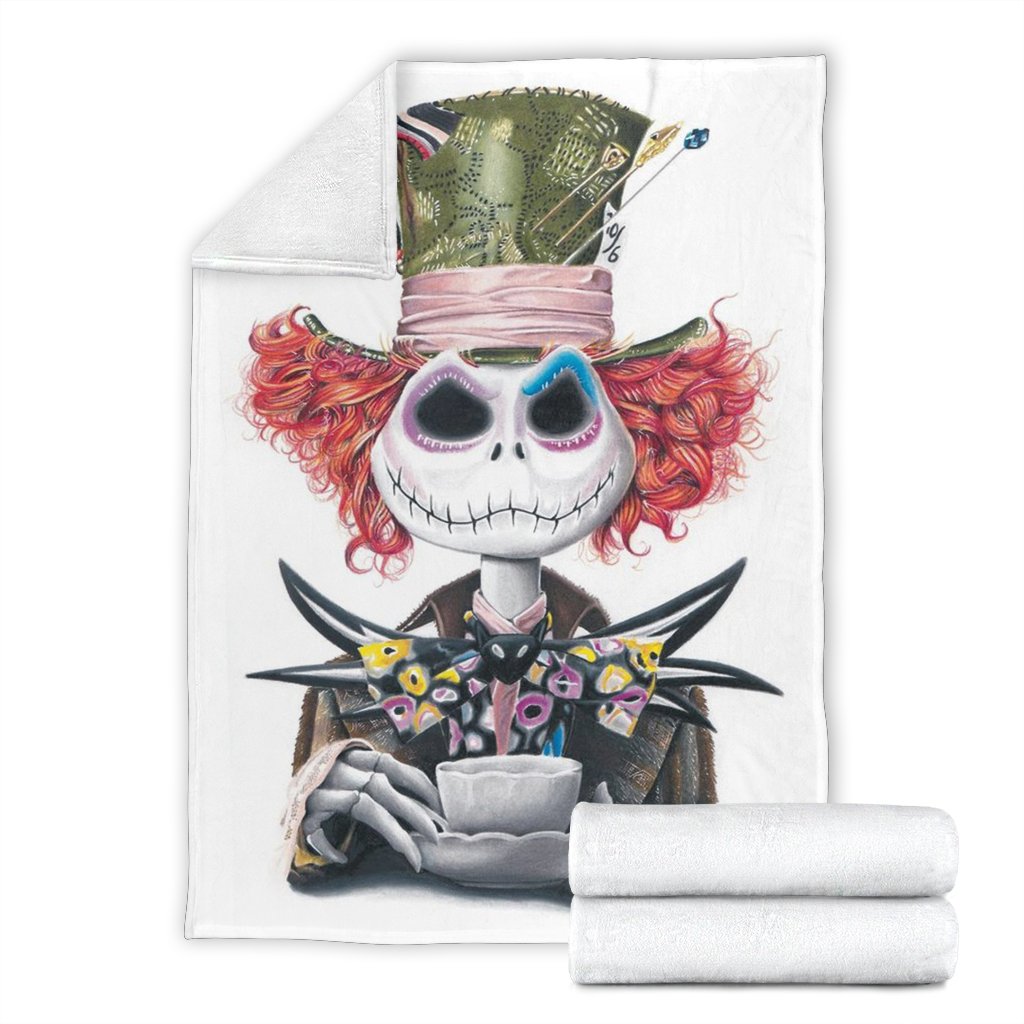 Jack Skellington Mad Hatter Sherpa Blanket Cozy Blanket Fleece Blanket