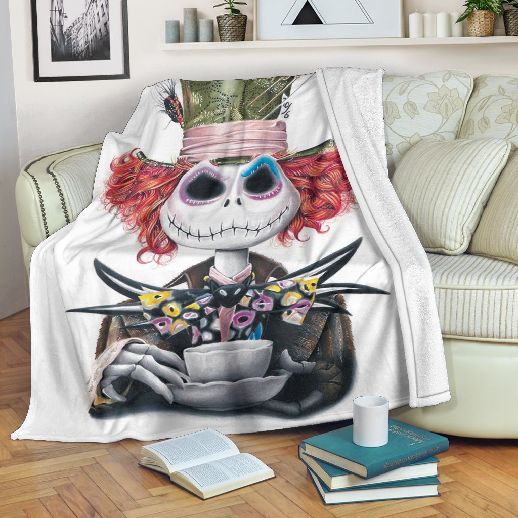 Jack Skellington Mad Hatter Sherpa Blanket Cozy Blanket Fleece Blanket