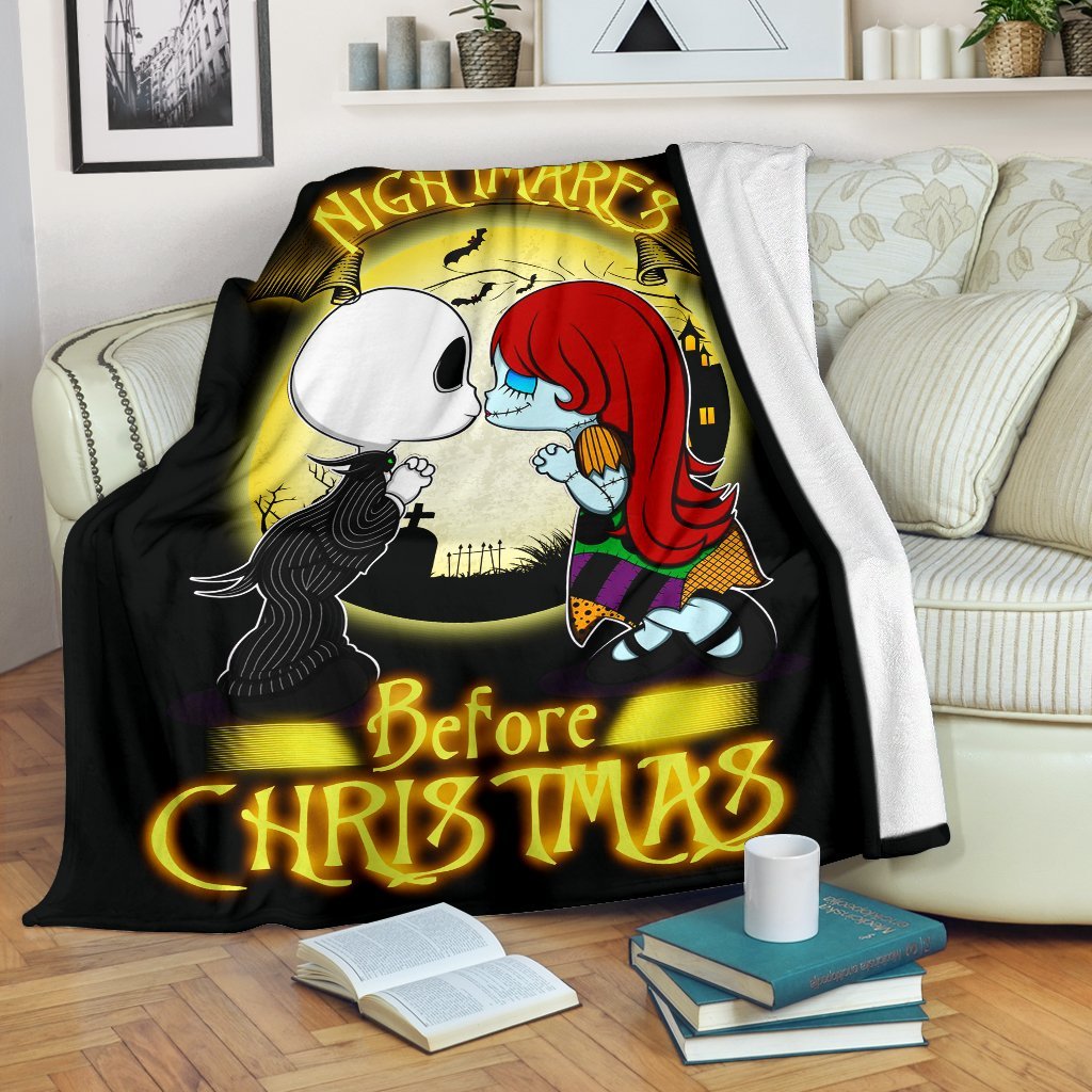 Jack Skellington Sally Sherpa Blanket Cozy Blanket Fleece Blanket