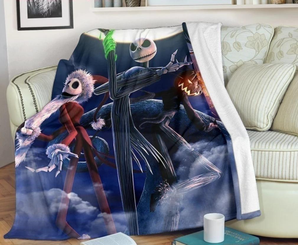 Jack Skellington Sandy Claws Sherpa Blanket Cozy Blanket Fleece Blanket