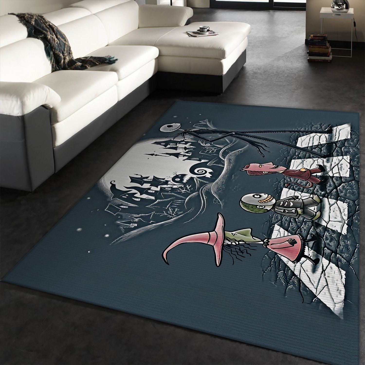 Jack Skellington Walking The Street Rectangle Rug – Custom Size And Printing