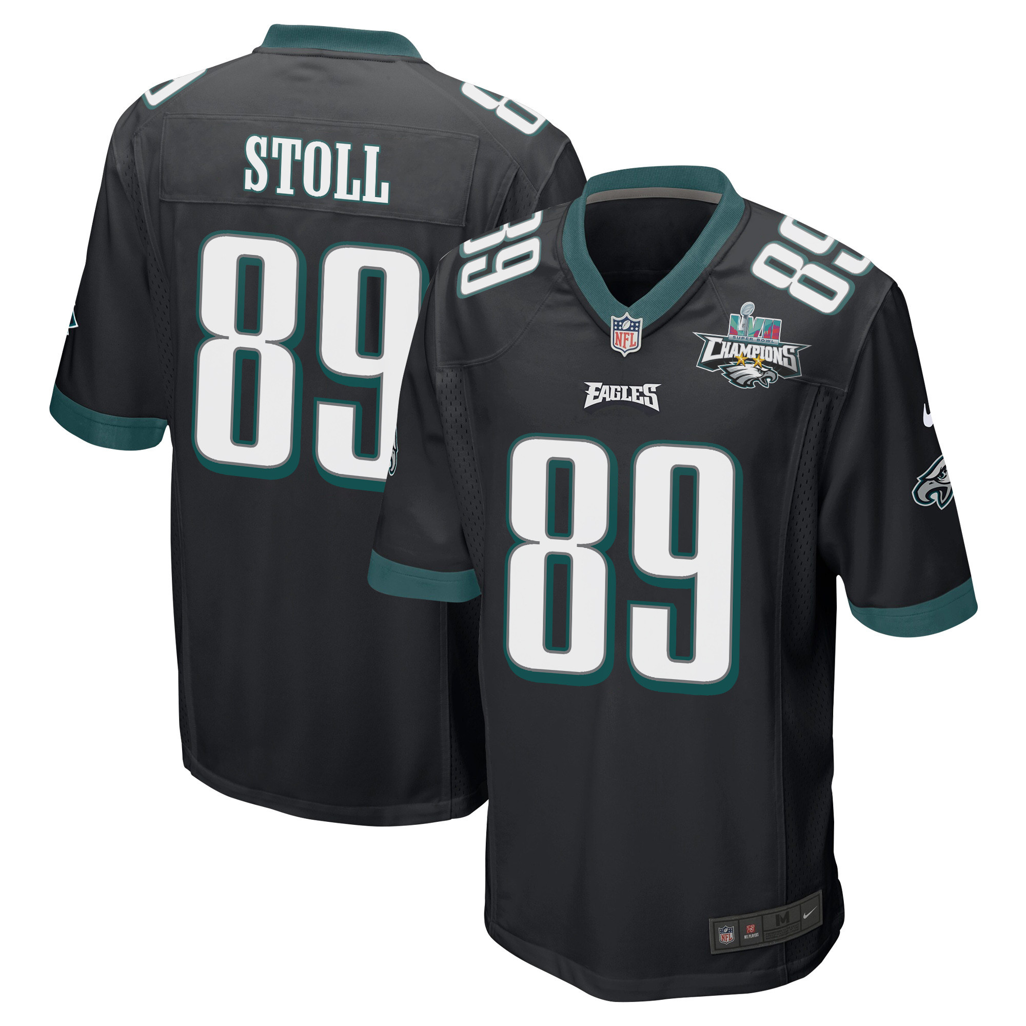 Jack Stoll 89 Philadelphia Eagles Super Bowl LVII Champions 2 Stars Men Game Stitched Jersey – Black