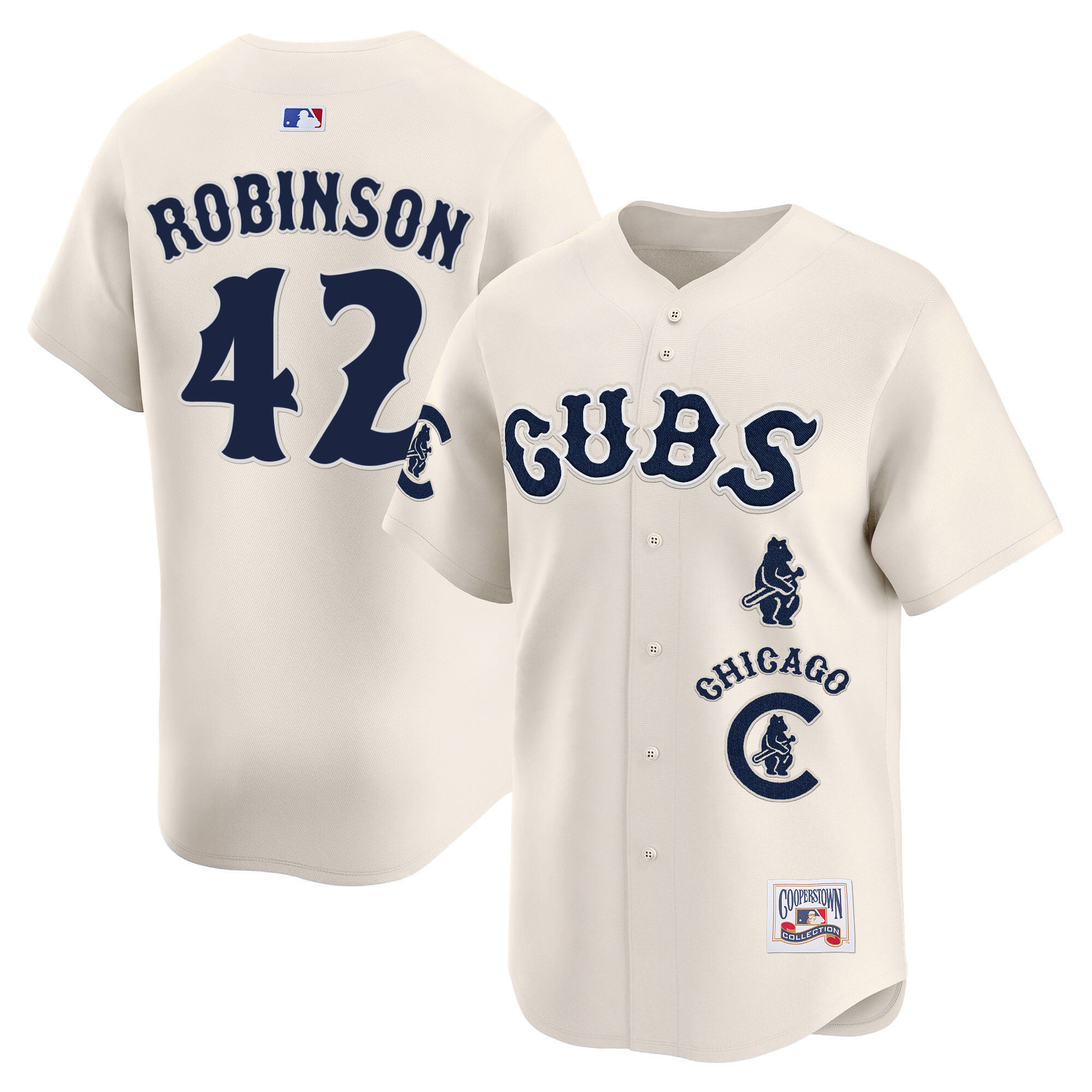 Jackie Robinson Men's Chicago Cubs Special Vapor Premier Limited Cream Jersey - All Stitched