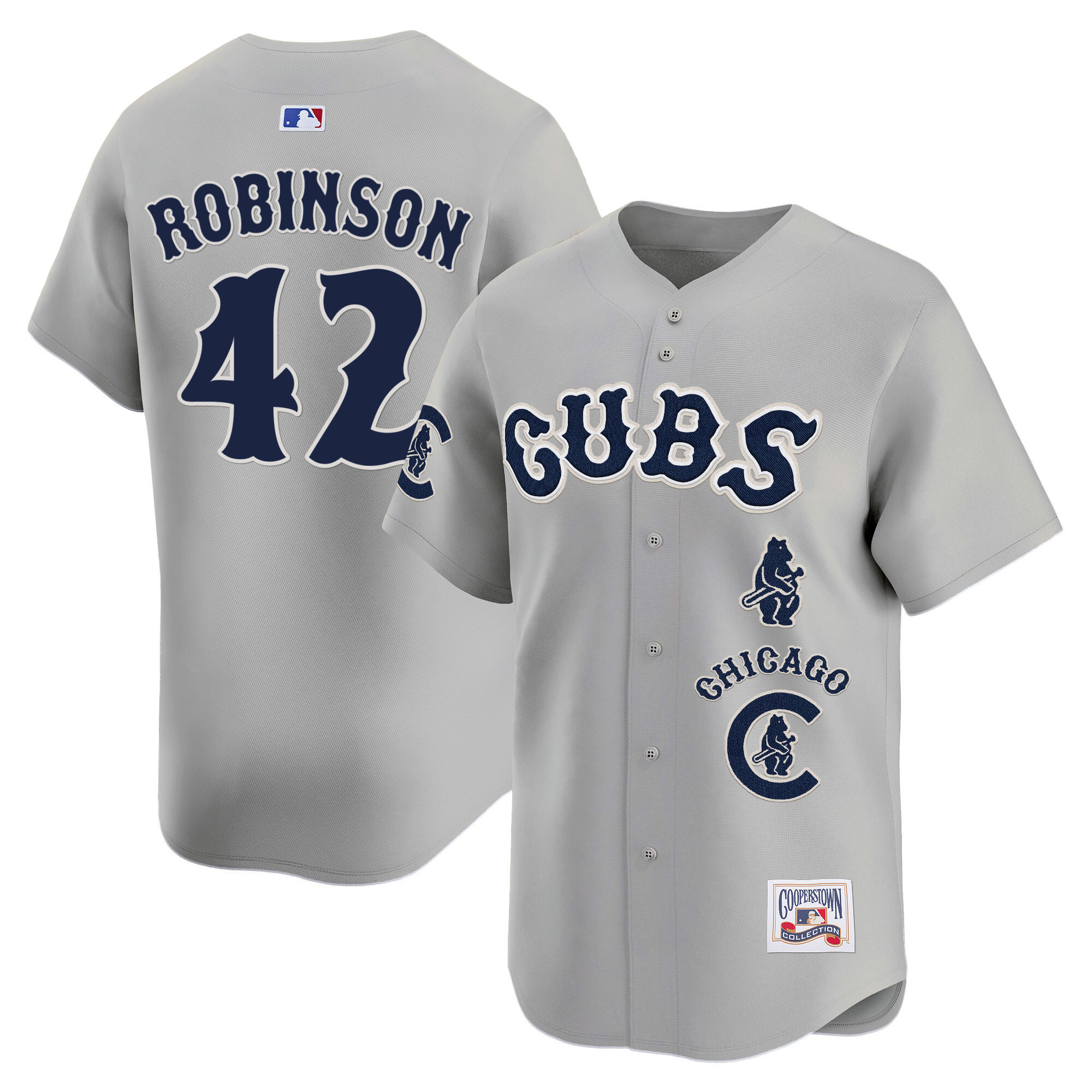 Jackie Robinson Men's Chicago Cubs Special Vapor Premier Limited Gray Road Jersey - All Stitched