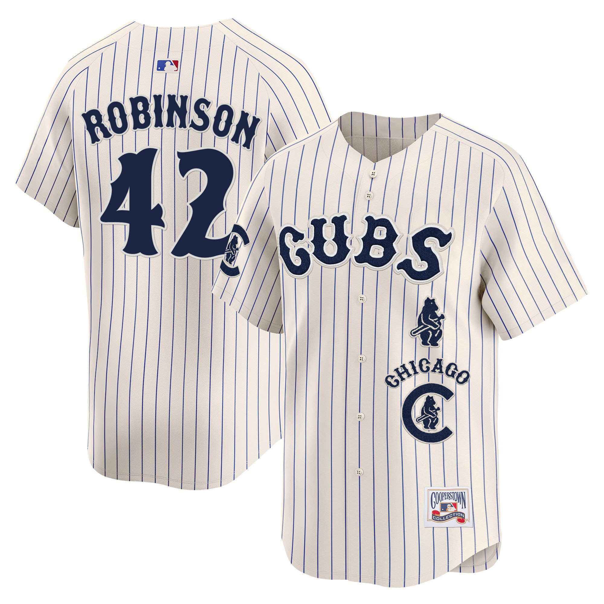 Jackie Robinson Men's Chicago Cubs Special Vapor Premier Limited Pinstripe Jersey - All Stitched