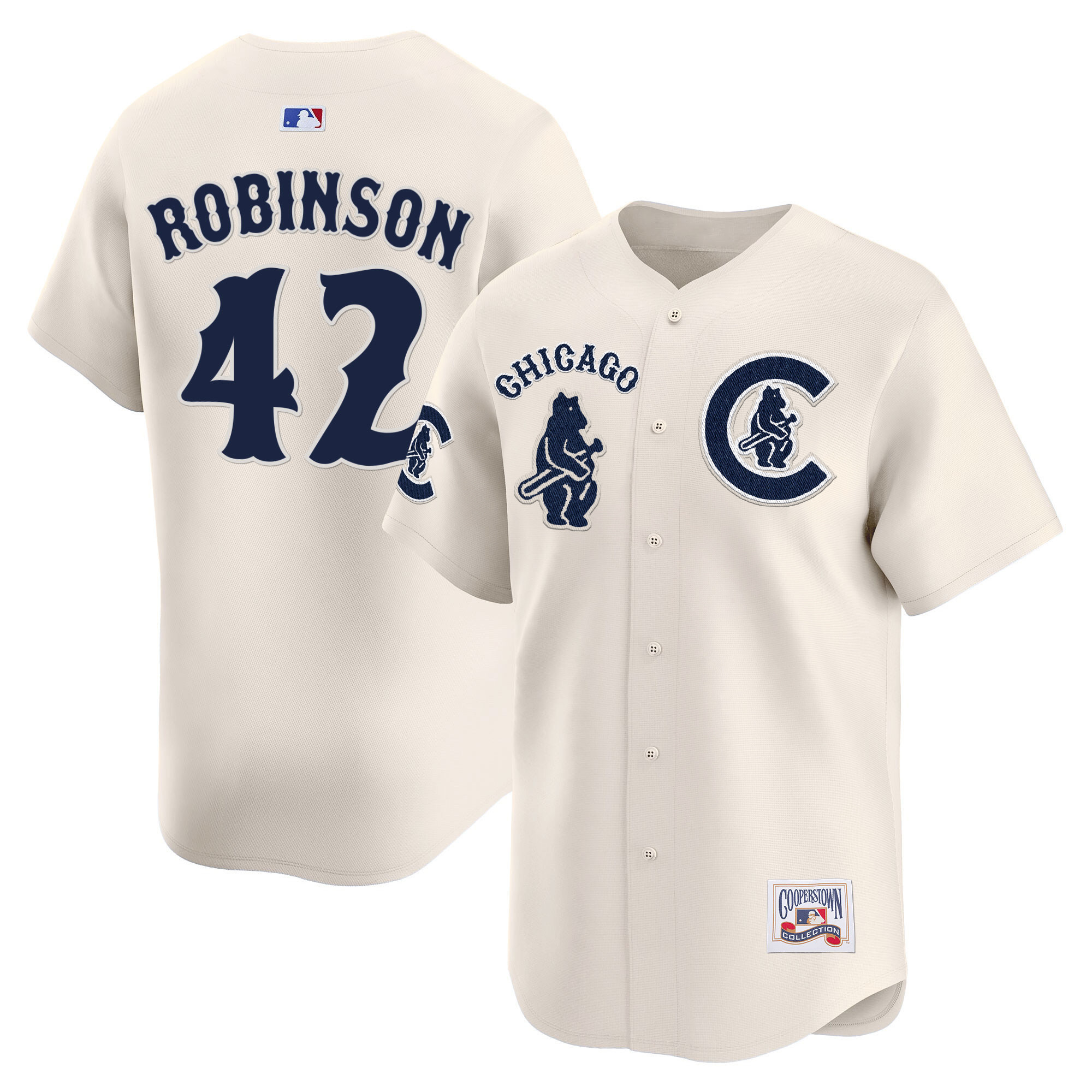 Jackie Robinson Men's Chicago Cubs Special Vapor Premier Limited V2 Cream Jersey - All Stitched