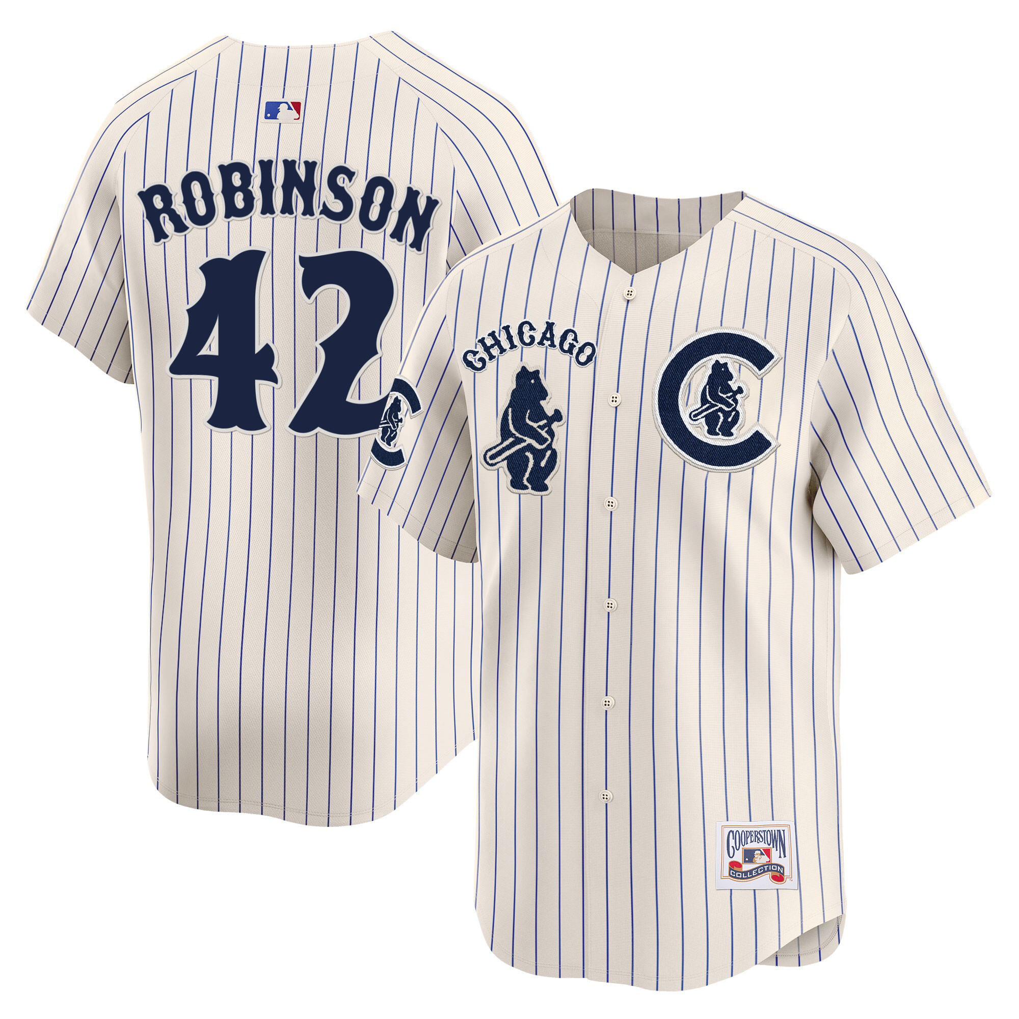 Jackie Robinson Men's Chicago Cubs Special Vapor Premier Limited V2 Pinstripe Jersey - All Stitched