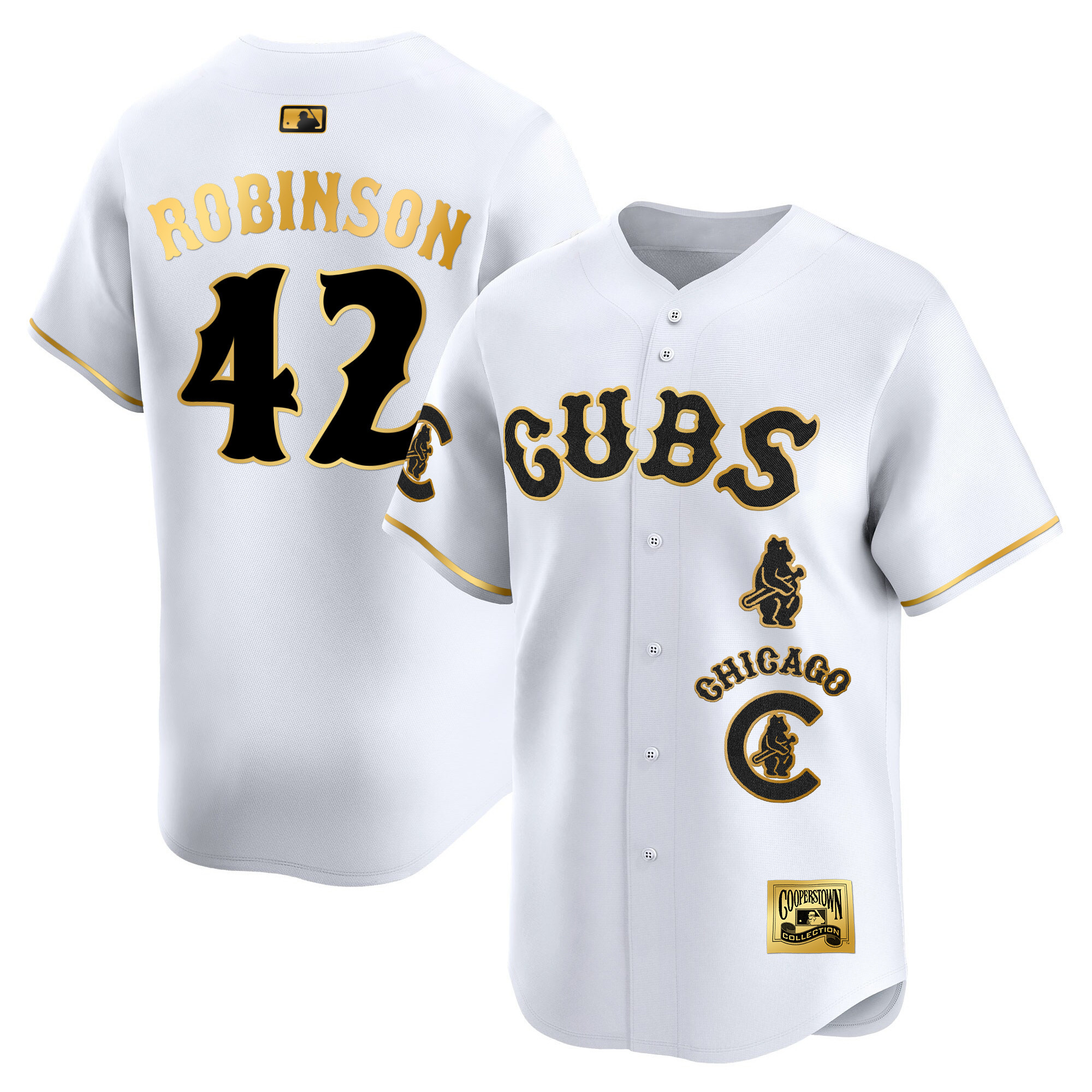 Jackie Robinson Men's Chicago Cubs Special Vapor Premier Limited White Gold Jersey - All Stitched