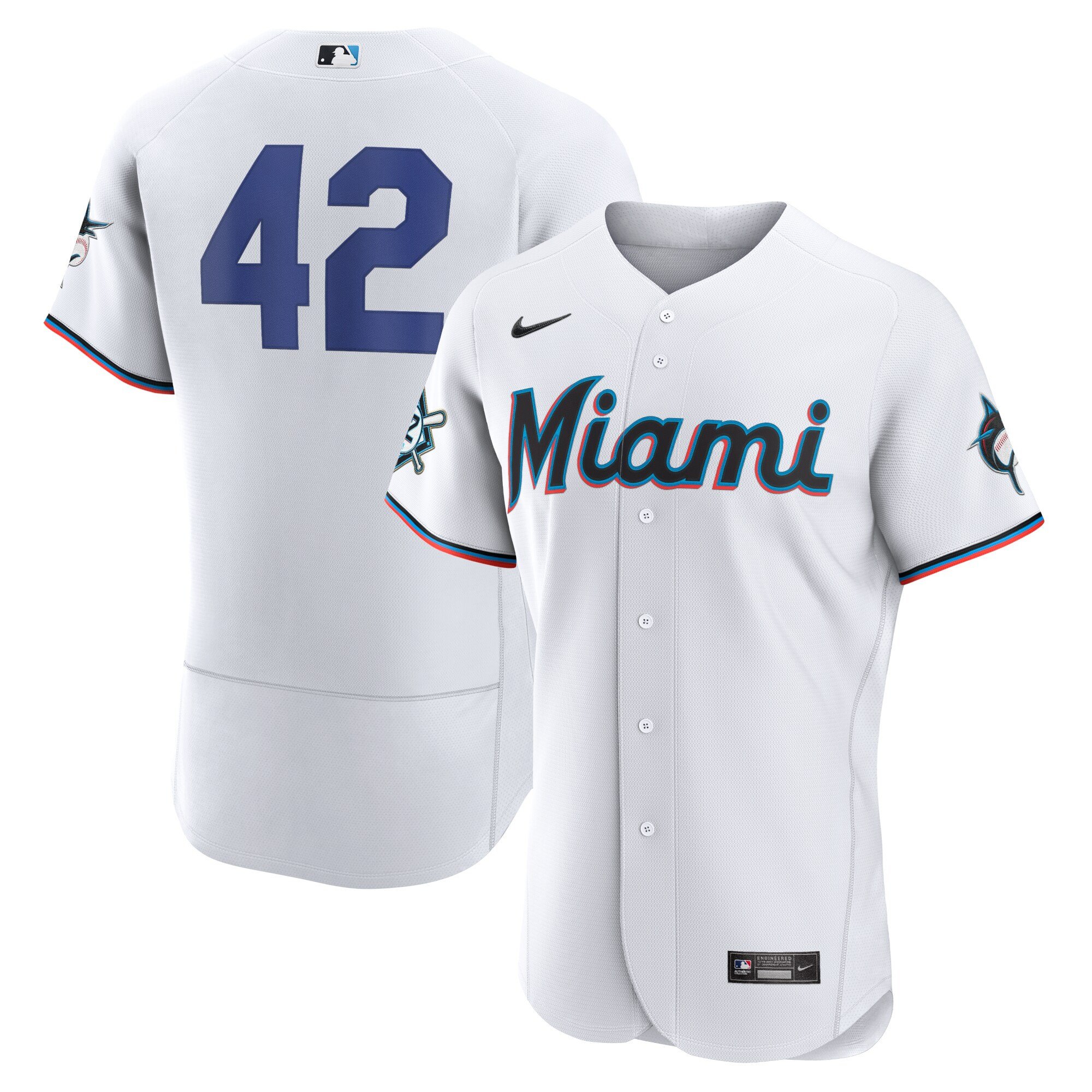 Jackie Robinson Miami Marlins Nike Authentic Player Stitched Jersey – White