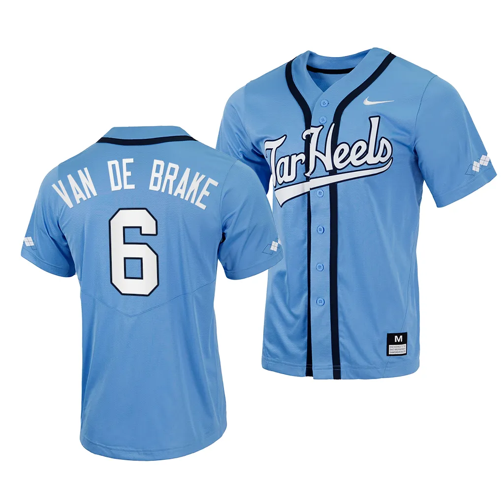 Jackson Van De Brake North Carolina Tar Heels #6 Blue Full-Button Jersey
