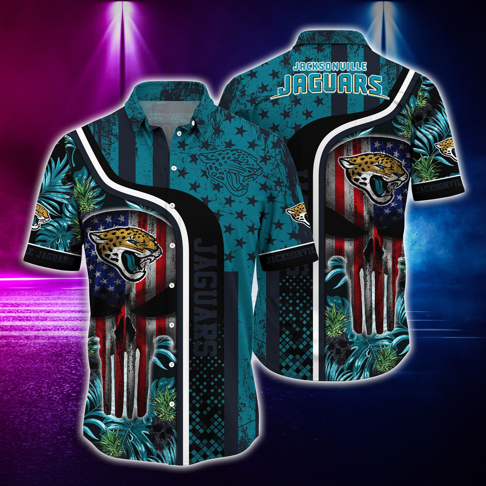 Jacksonville Jaguars and skull Hawaiian Shirt