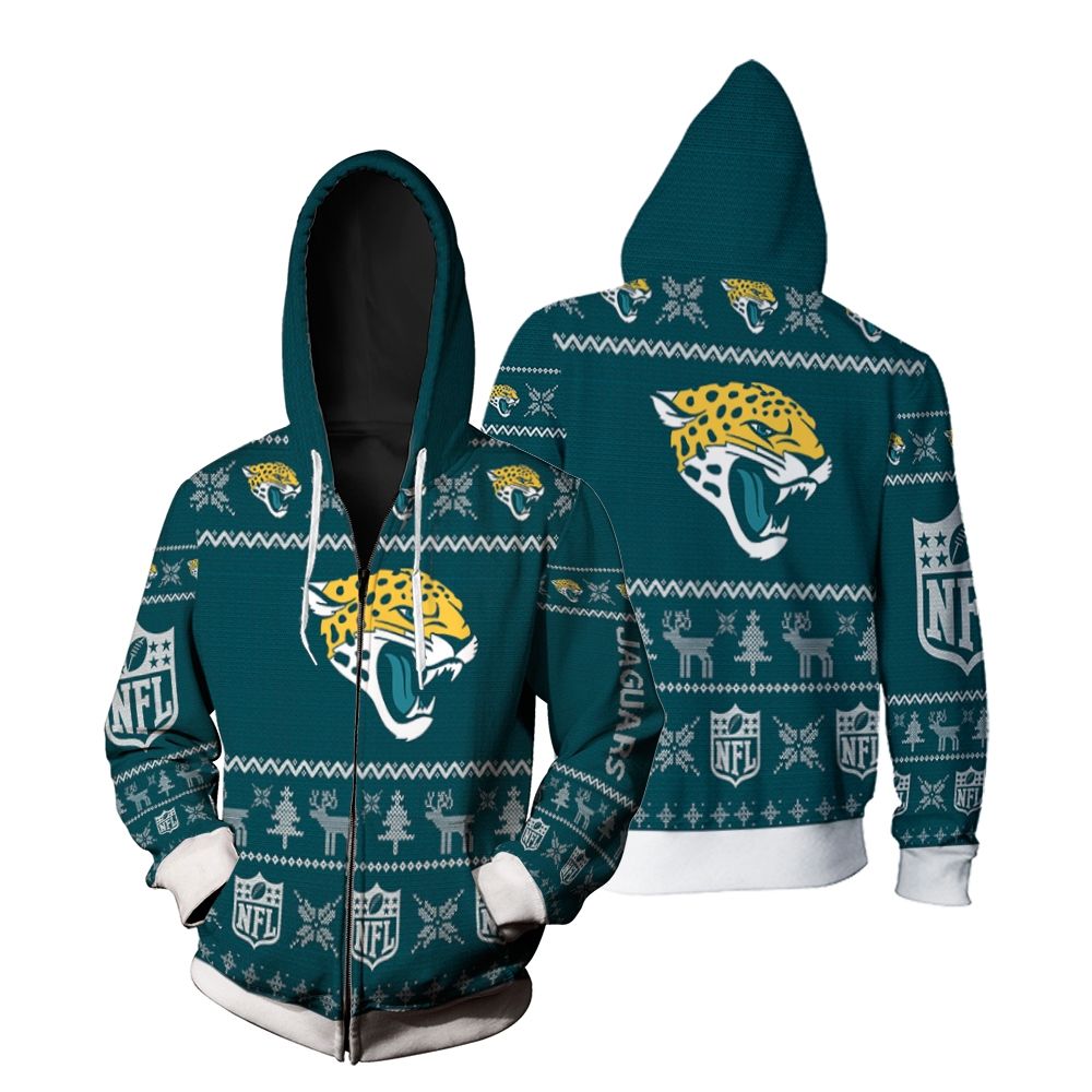 Jacksonville Jaguars Christmas 3D Zip Hoodie