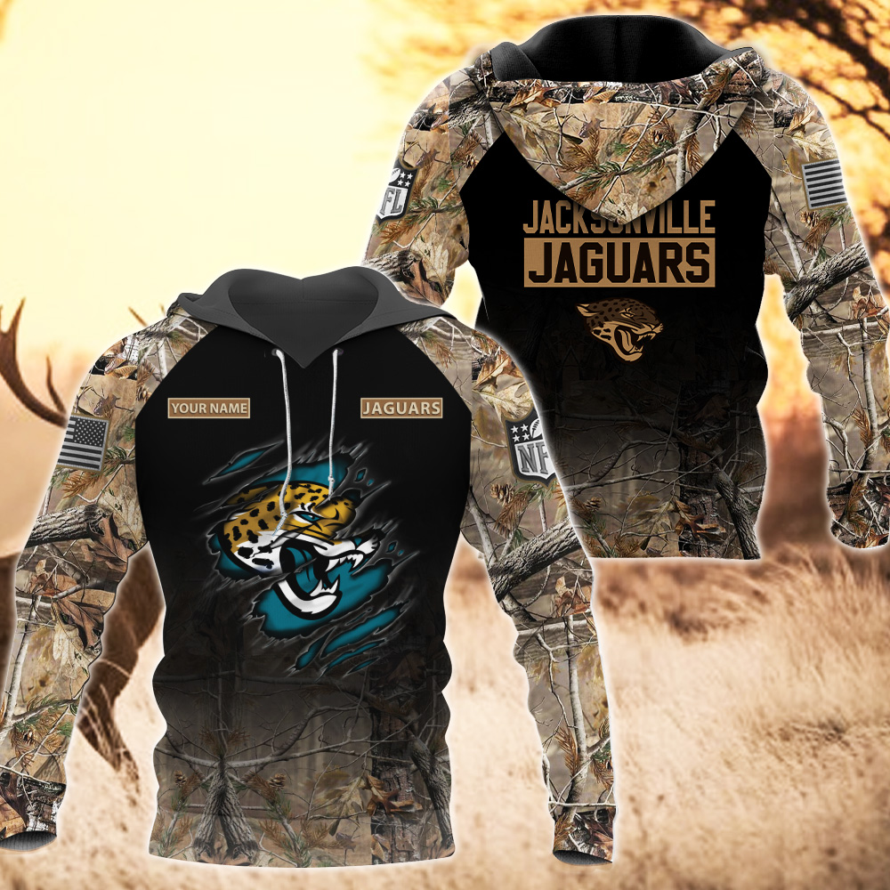 Jacksonville Jaguars Custom Name Hunting Camo Hoodie