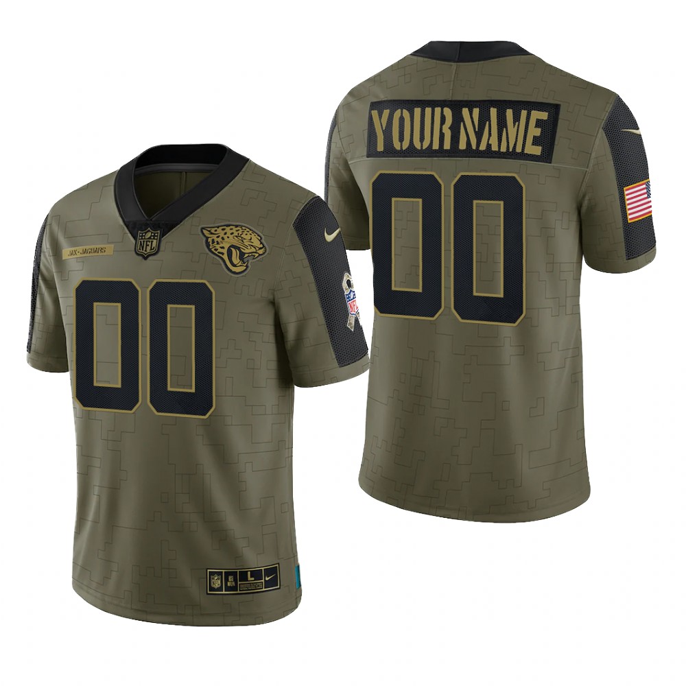 Jacksonville Jaguars Custom Olive Limited Jersey 2021 Salute To Service - Men's