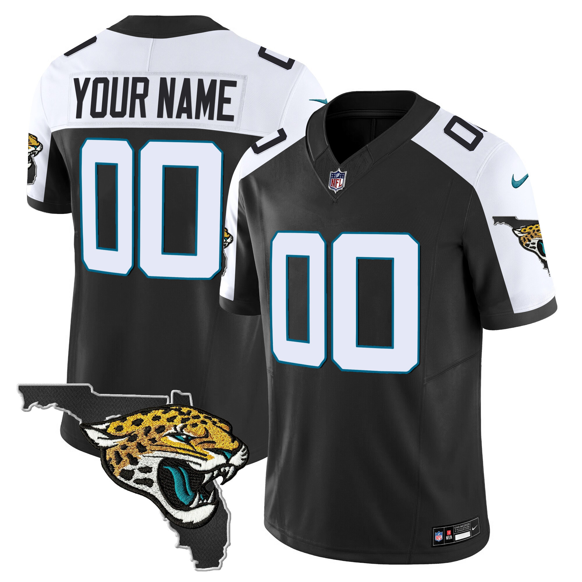 Jacksonville Jaguars Florida Patch Vapor Custom Black Alternate Jersey - All Stitched