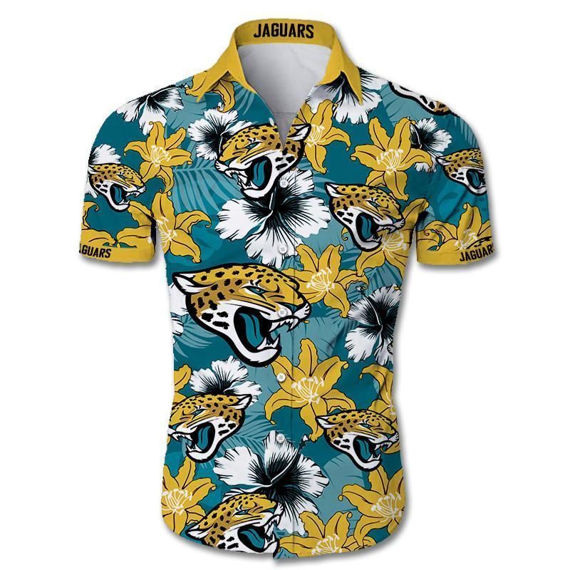 Jacksonville Jaguars Hawaiian Shirt Tropical Flower Slim Fit Body