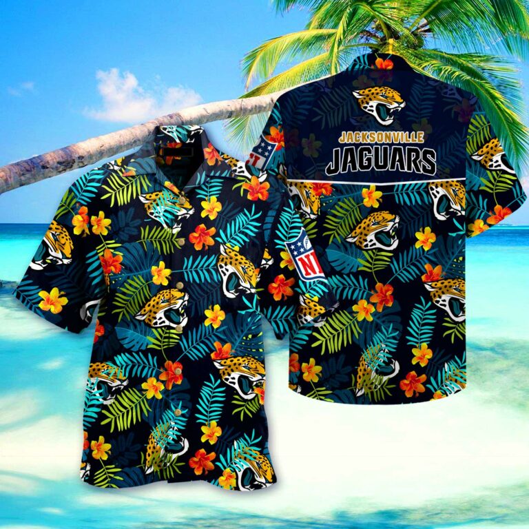 Jacksonville Jaguars Logo and Flower Summer Hawaiian Shirt