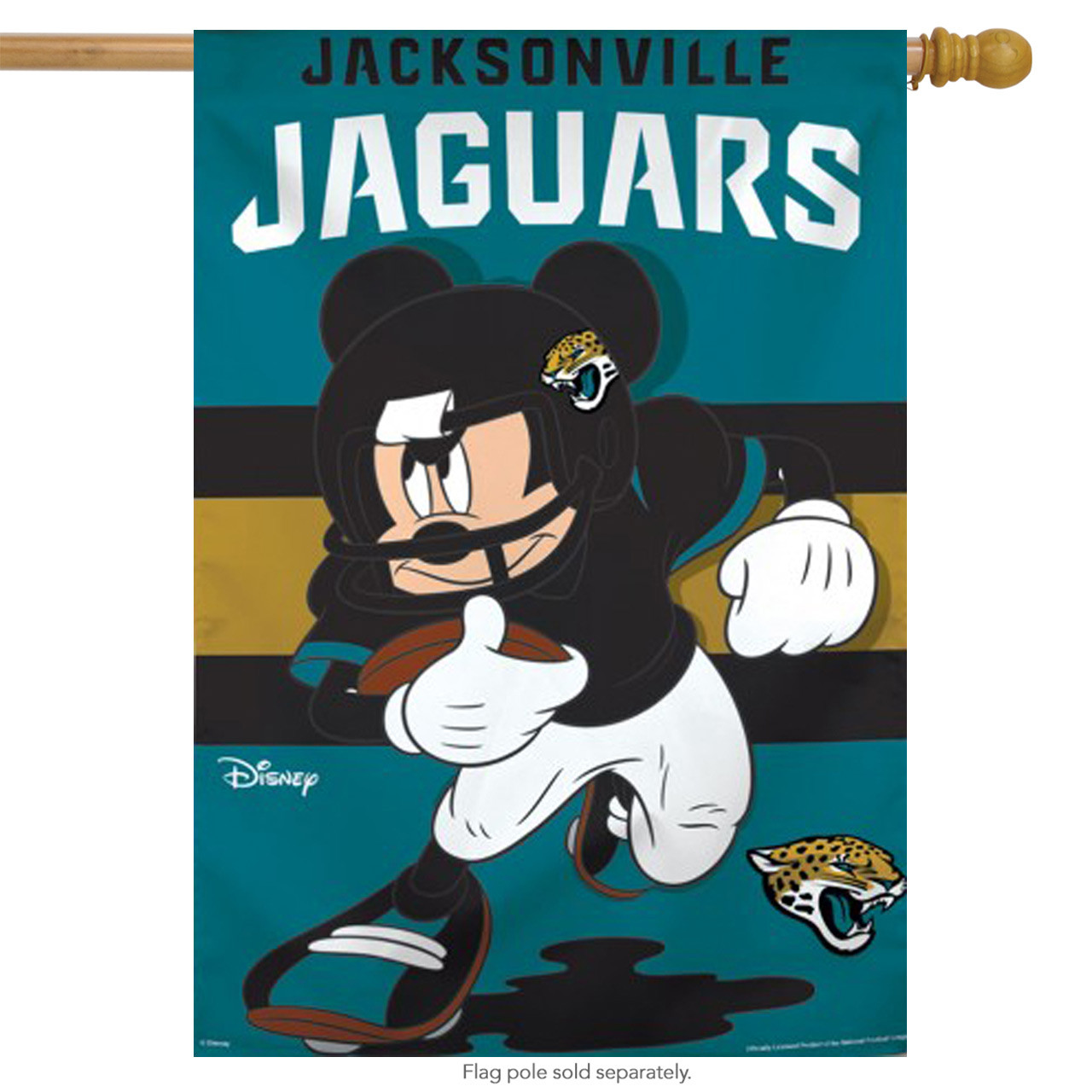 Jacksonville Jaguars NFL Mickey Mouse Football Garden Flag, House Flag